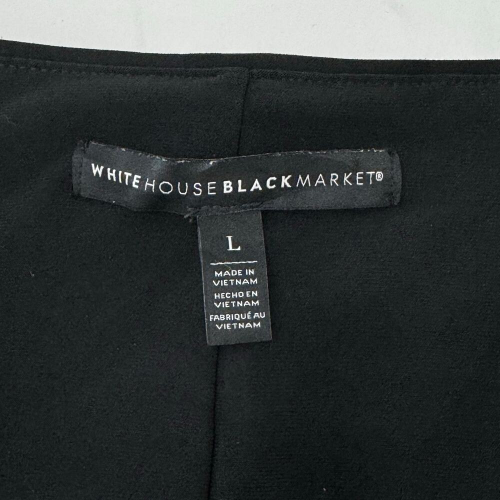WHBM Wrap Ruched Sheath Dress 3/4 Sleeves Black L - Picture 9 of 10